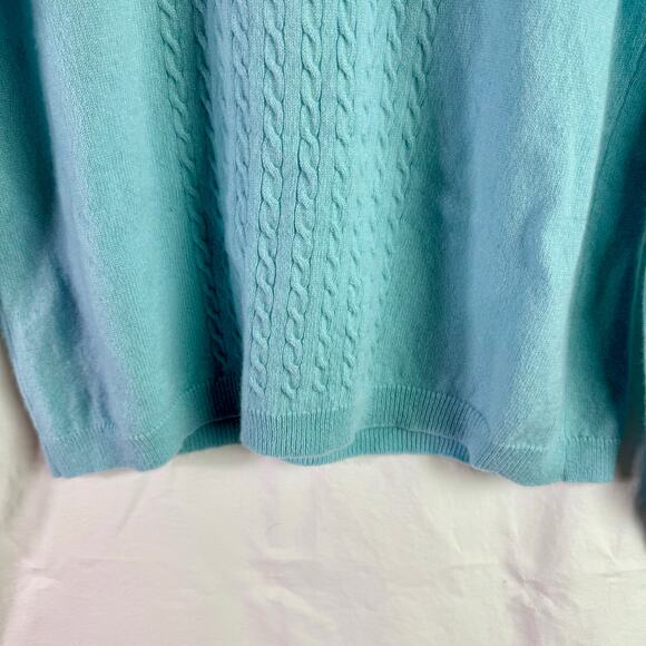 Pendleton Women's XL (Fits Sz Large) Baby Blue Cashmere Cable Knit Front Sweater - Picture 8 of 8